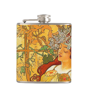 Flasques Alphonse Mucha Art Nouveau Automne