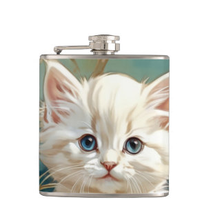 Flasques Alphonse Mucha Style Chat blanc