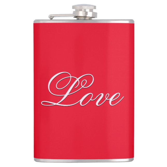 Flasques Amour branché mariage calligraphie script rouge (Devant)
