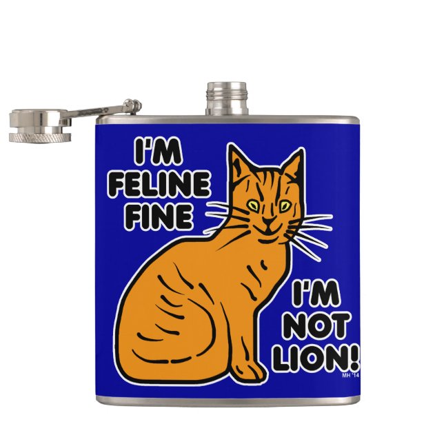 Flasques Amusant chat pun orange félin fin Kitty (Ouvert)