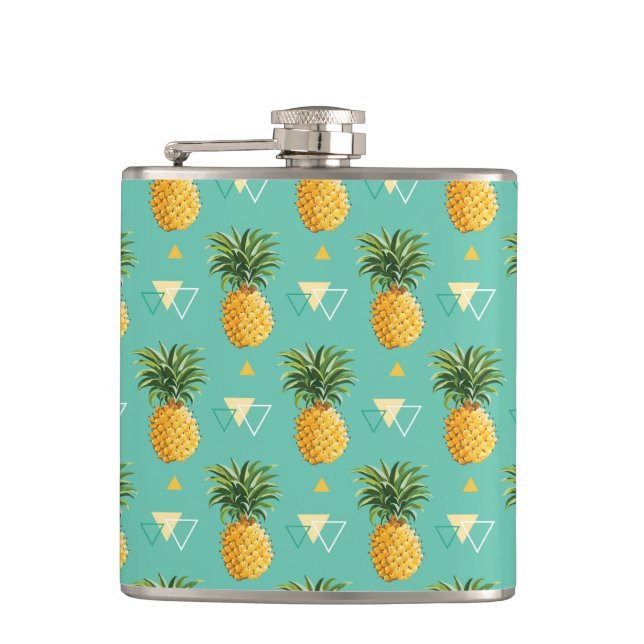 Flasques Ananas lumineux sur le motif géométrique (Devant)