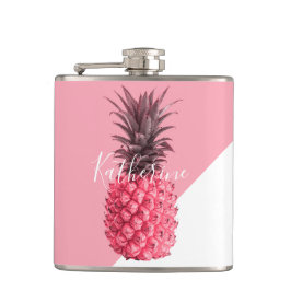 Flasques Ananas rose et blanc tropical girly mignon