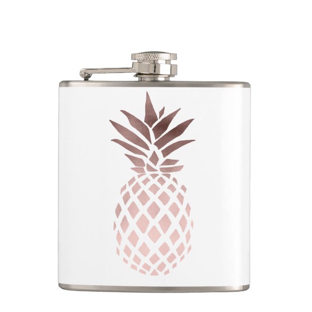 Flasques ananas tropical d'or rose clair élégant de faux (Devant)