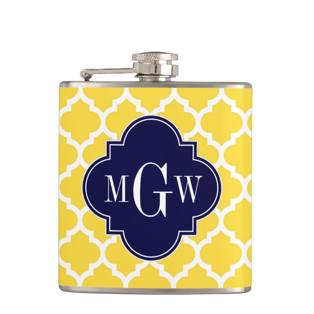 Flasques Ananas Wht Marocain #5 Marine 3 Monogramme initial (Devant)