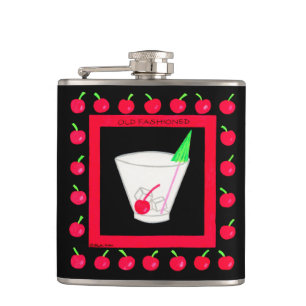 Flasques Ancien style Retro Boire Cherry Nom Personnalisé