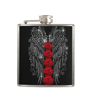 Flasques Ange de Diamant et roses rouges