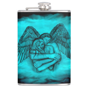 Flasques Angel Eros en amour, design noir et vert