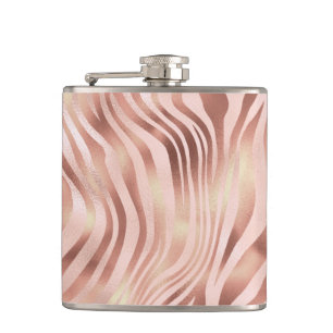 Flasques Animal Zèbre Rayures Rose Clair Doré Bronze