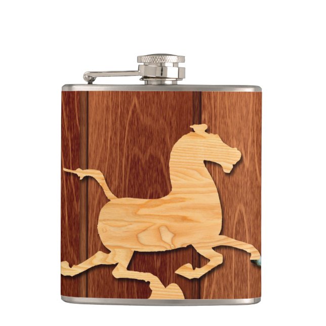 Flasques Année de la fiole à cheval en bois (Devant)