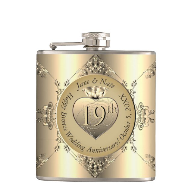 Flasques Anniversaire du Mariage du 19e/8e bronze (couleur) (Devant)