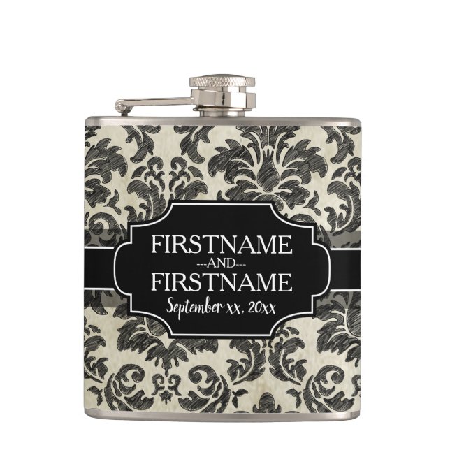 Flasques Anniversaire du Mariage Goth Black Lace et Parchem (Devant)