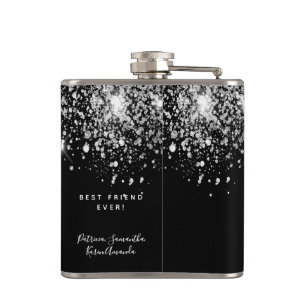 Flasques Anniversaire noir argent parties scintillant pouss