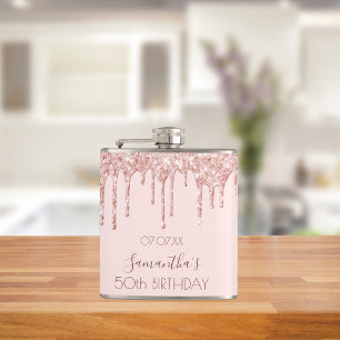 Flasques Anniversaire rose parties scintillant or goutte ro