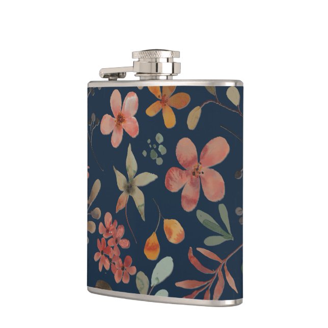 Flasques Antique aquarelle Imprimer floral sur marine (Gauche)