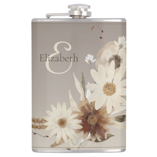 Flasques Aquarelle d'automne Monogramme floral (Devant)