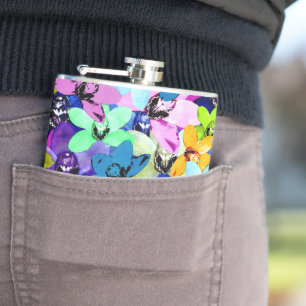 Flasques Aquarelle Extravaganza Orchidée, Hip Flask