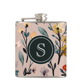 Flasques Aquarelle florale Boho Rose Dusty personnalisée