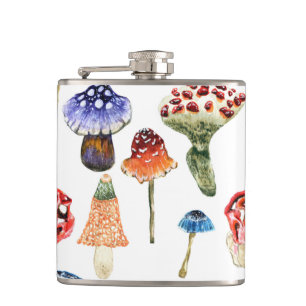 Flasques Aquarelle motif avec champignons colorés