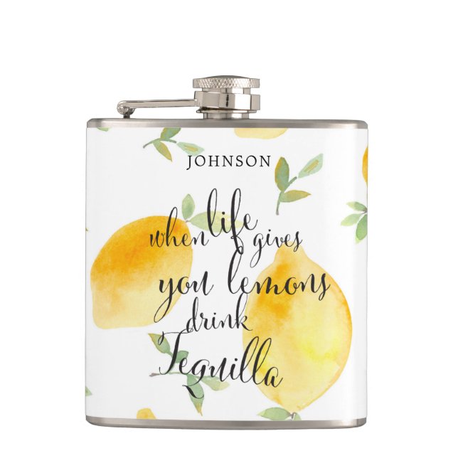 Flasques Aquarelle quand la vie vous donne des citrons | (Devant)