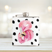 Aquarelle rose exotique moderne Flamant rose & poi