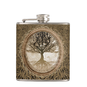 Flasques Arbre Brown de motif de la vie