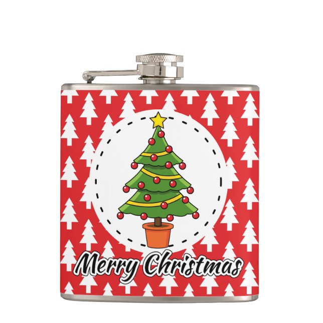 Flasques Arbre de Noël sur le Motif des pins rouges - Joyeu (Devant)