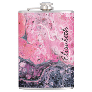 Flasques Art Abstrait Avec Peinture Acrylique Noir rose