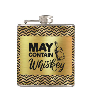 Flasques Art Déco Noir & Or - Peut Contenir Whiskey
