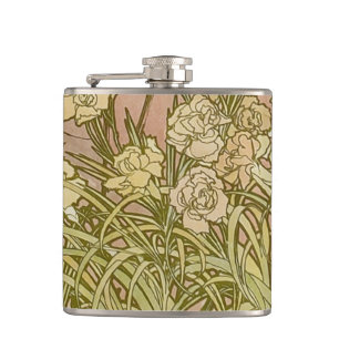 Flasques Art Nouveau Alphonse Mucha Fleurs d'œillet floral