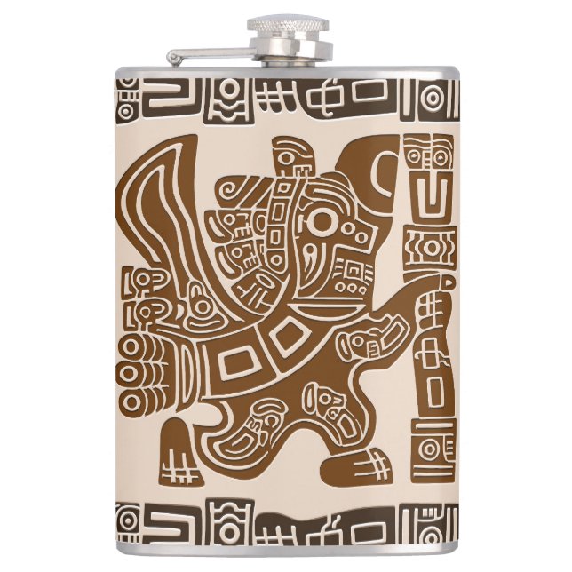 Flasques Aztec Eagle Guerrier Tribal Art antique (Devant)