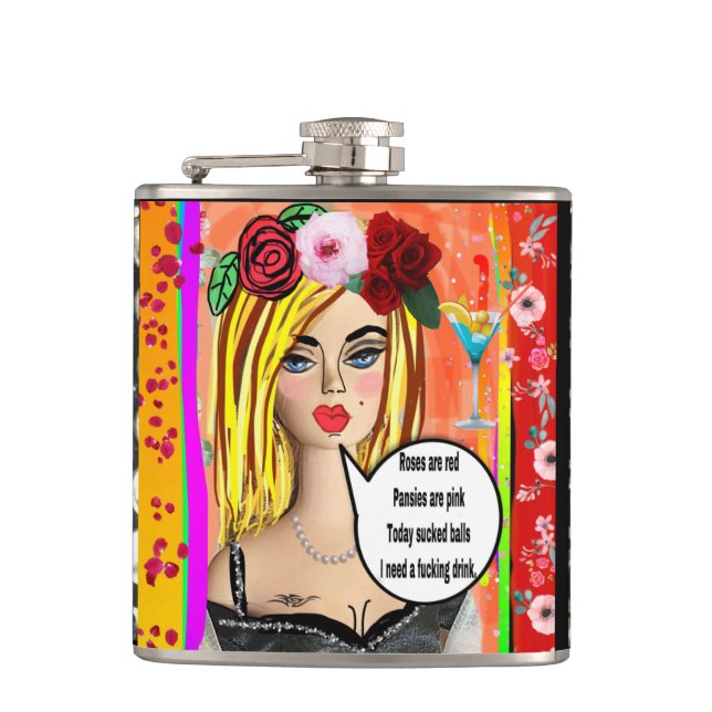 Flasques BAD GIRL FLASK-Roses sont rouges, les violons sont (Devant)