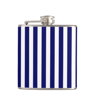 Flasques Bandes de bonbons bleu et blanc marine