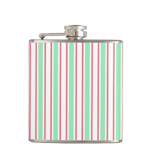 Flasques Bandes de bonbons vert, rose et blanc à la menthe