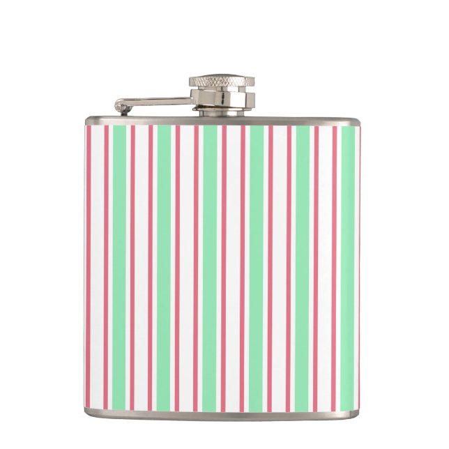Flasques Bandes de bonbons vert, rose et blanc à la menthe (Devant)