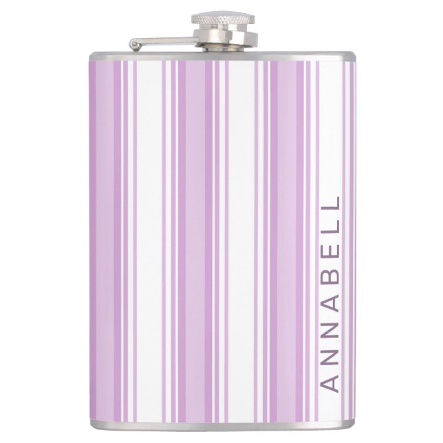 Flasques Bandes verticales violettes et blanches nom person (Devant)