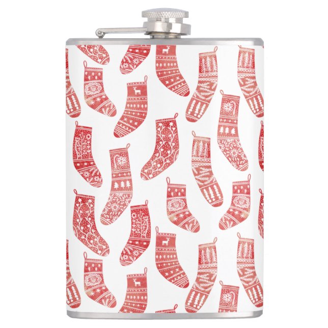Flasques Bas de Noël nordique Motif rouge et blanc (Devant)
