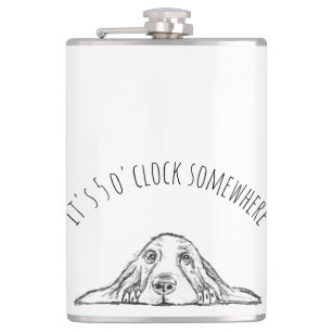 Flasques basset hound noir blanc yeux de chiot simple