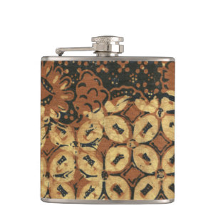 Flasques Batik Earthy Grain de Café Élégant Rustique Rugueu