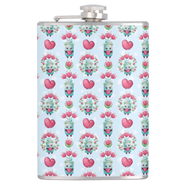 Flasques Beau Floral Mason Jar Hearts Motif (Devant)