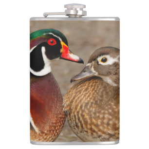 Flasques Beau moment de contact entre des canards en bois