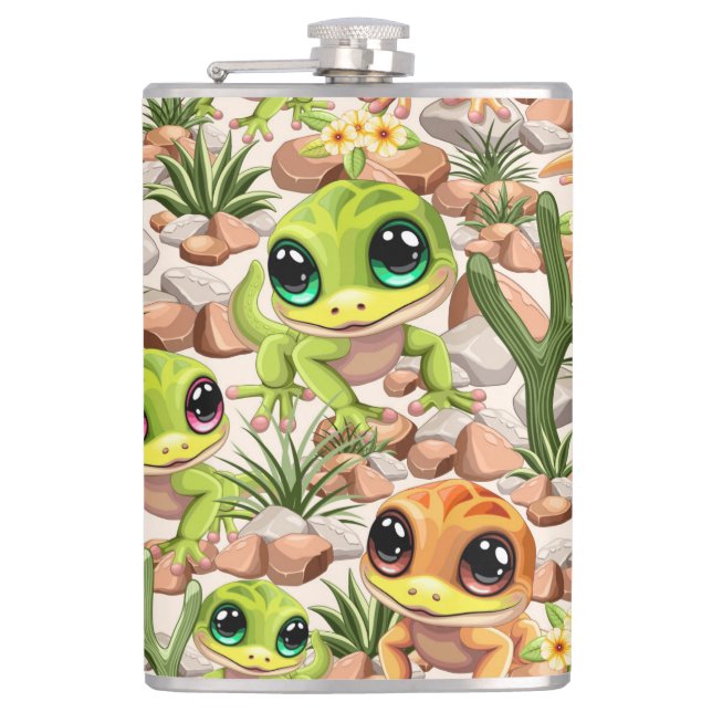 Flasques Bébé Geckos jote personnages de dessin (Devant)