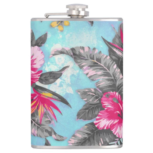 Flasques Belle aquarelle tropicale à peinture florale (Devant)