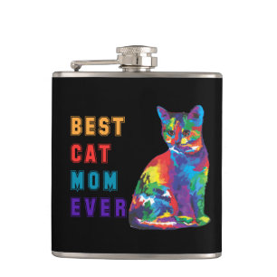 Flasques Best cat mère ever text multicolor cute cat lover