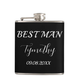 Flasques Best Man Black Elegant Simple Cadeaux Mariage