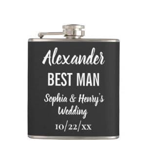 Flasques Best Man Modern Typographie Script Mariage noir