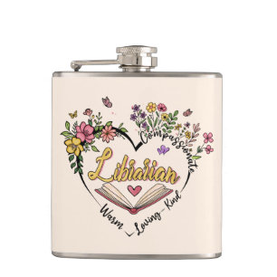 Flasques Bibliothécaire compatissante - Floral Heart Design