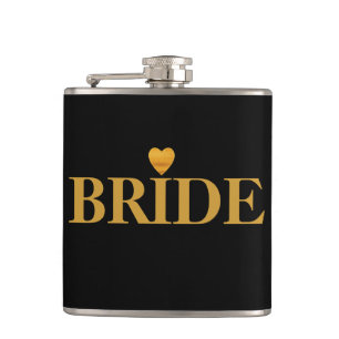Flasques Black Gold Heart Bride