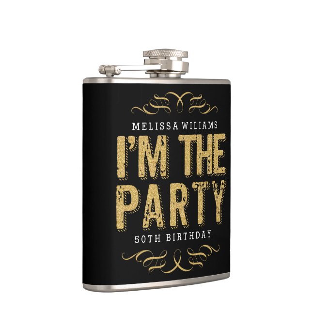 Flasques Black & Gold Parties scintillant Je suis le Parti  (Droite)