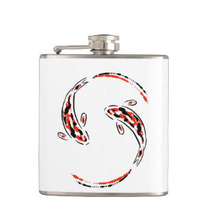 Flasques Black & Red Japanese Koi Fish Artistic