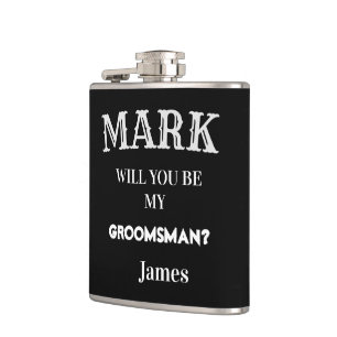 Flasques Black & White Groomsman Proposition Mariage person